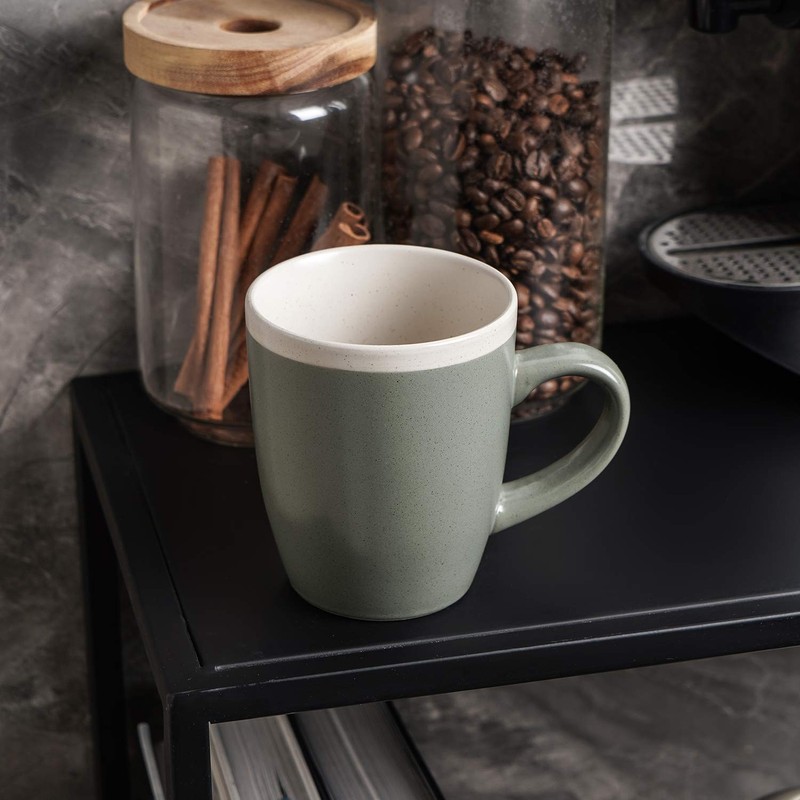 Stone Lain lain Serenity Stoneware Dish Set 4 Mugs Green and Cream gallery