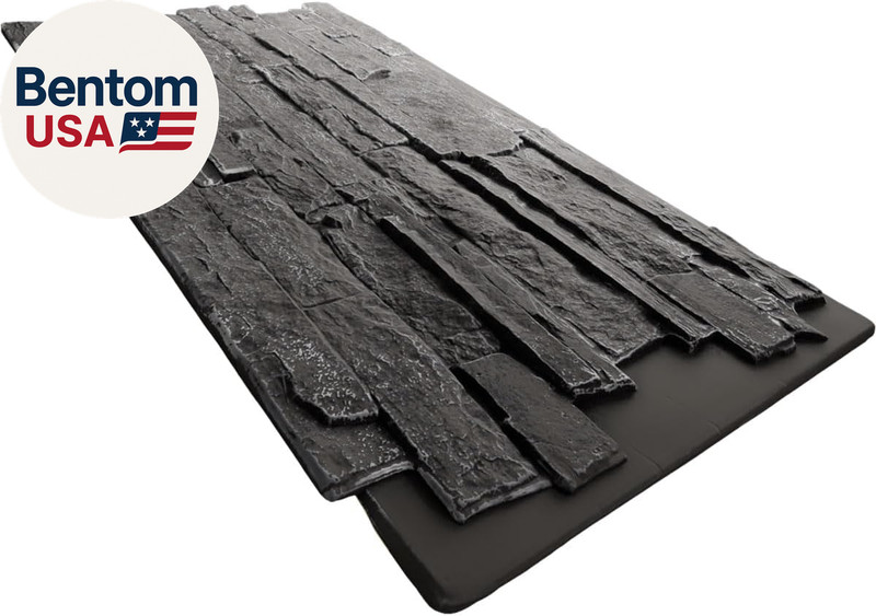 Everstone Acadia Ledge Faux Stone Panel, 49"W X 25 1/2"H X 1 1/4"D, Graphite Col gallery
