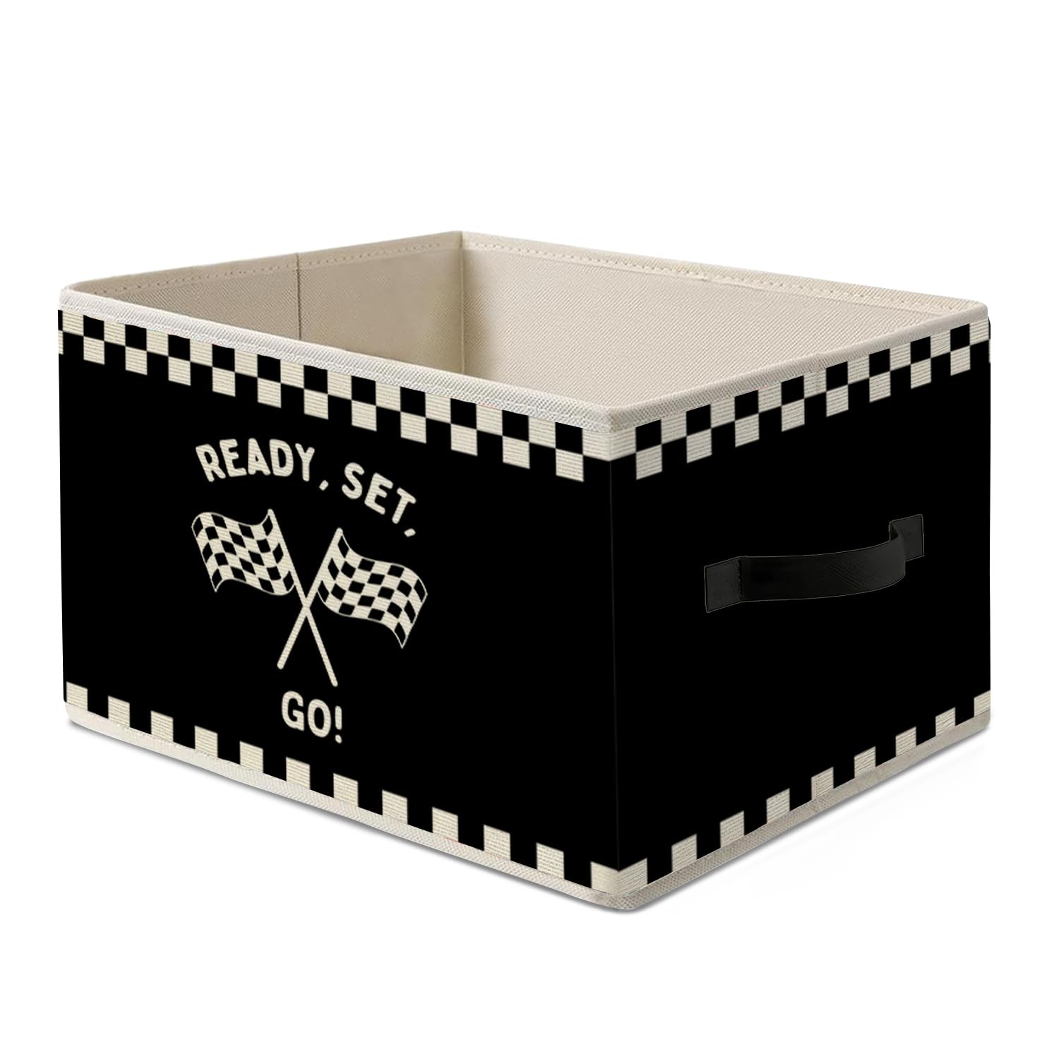 Race Car Room Decor,Racing Storage Bins Box,Black Ready Set Go Black Checkere... gallery