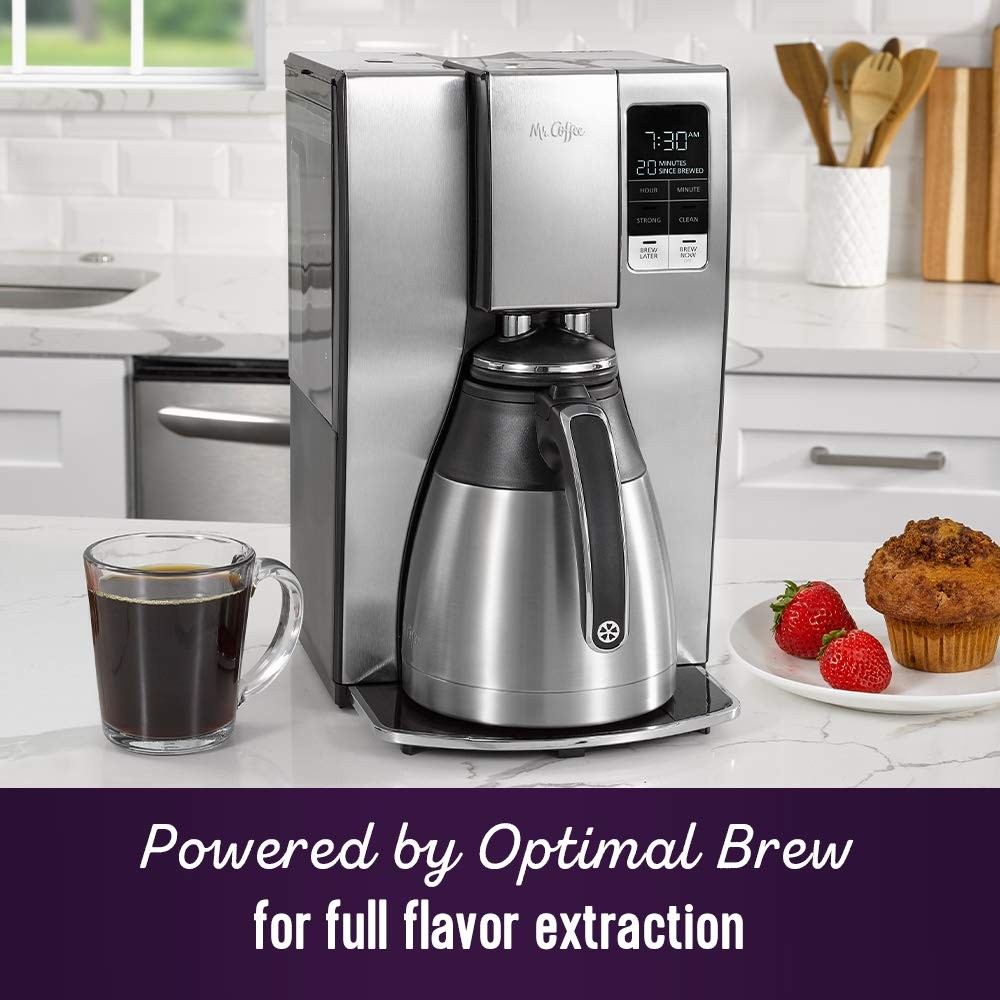 Mr. Coffee 10-Cup Programmable Coffee Maker, Insulated Thermal Carafe, Brew S... gallery