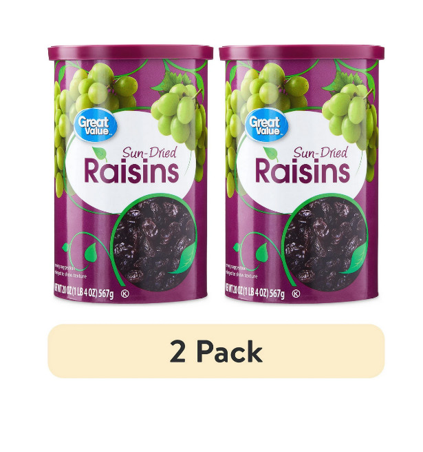 (2 pack) Great Value Sun-Dried Raisins Canister, 20 oz (1lb 4oz) 567g gallery