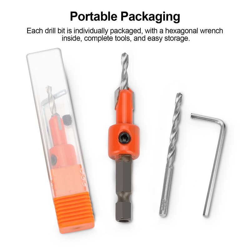 5x Counter Sink Drill Bit 1/4" Hex Shank 5x Hex Wrench 5x Replaceable Drill Bits gallery