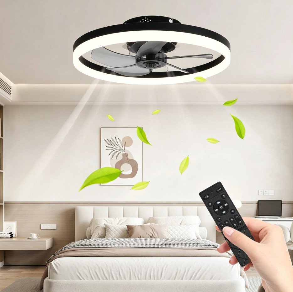 20" Modern Fan Lights Flush Mount LED Ceiling Light kit With Remote APP Control gallery