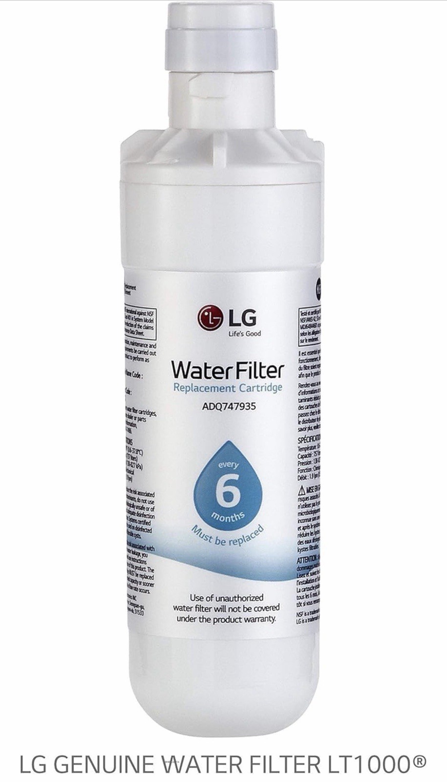 6 Months Genuine LG Water Filter Replacement Cartridge LT1000P/PC/PCS New Sealed gallery