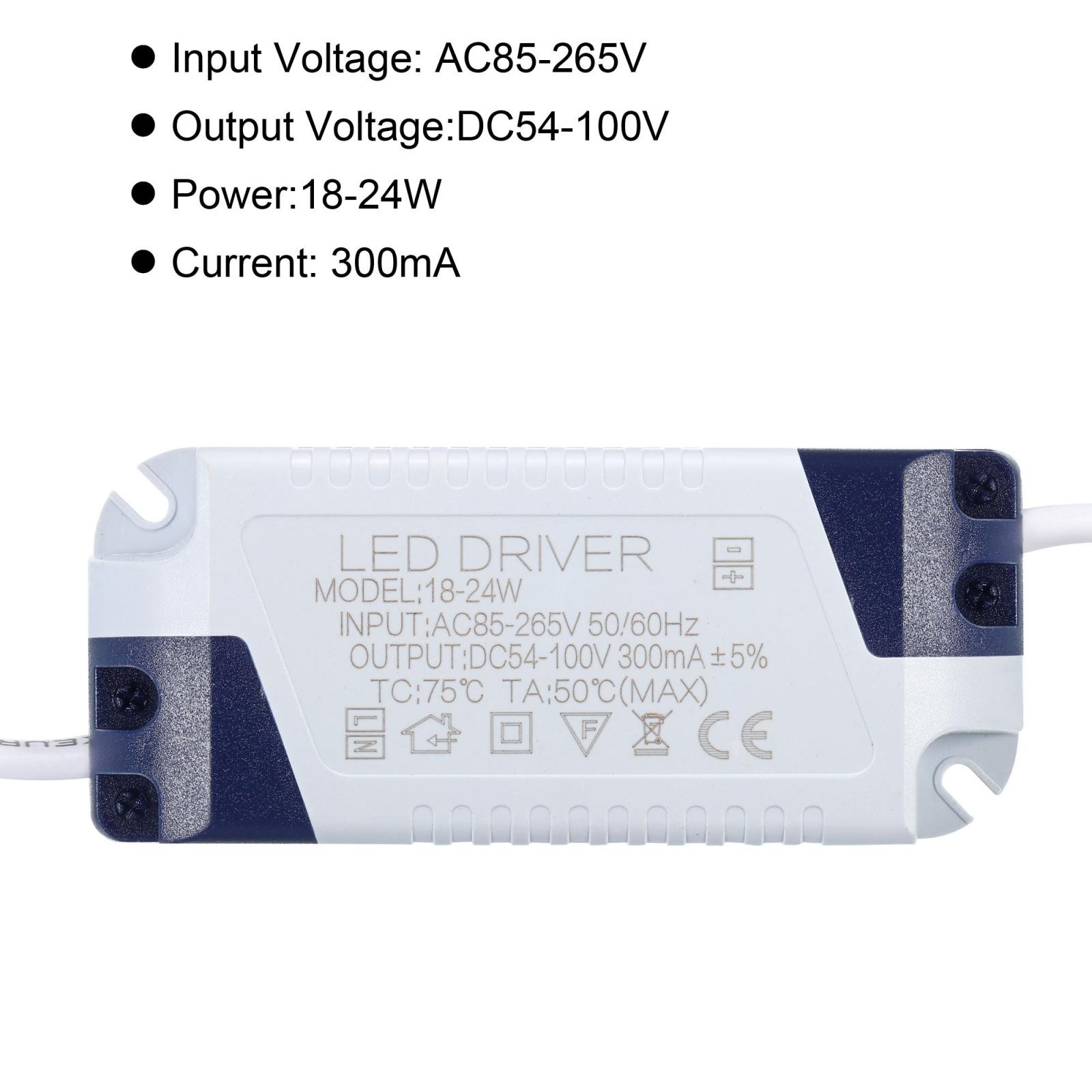 18-24W 300mA LED Driver AC 85-265V Output 54-100V DC Female Connector gallery