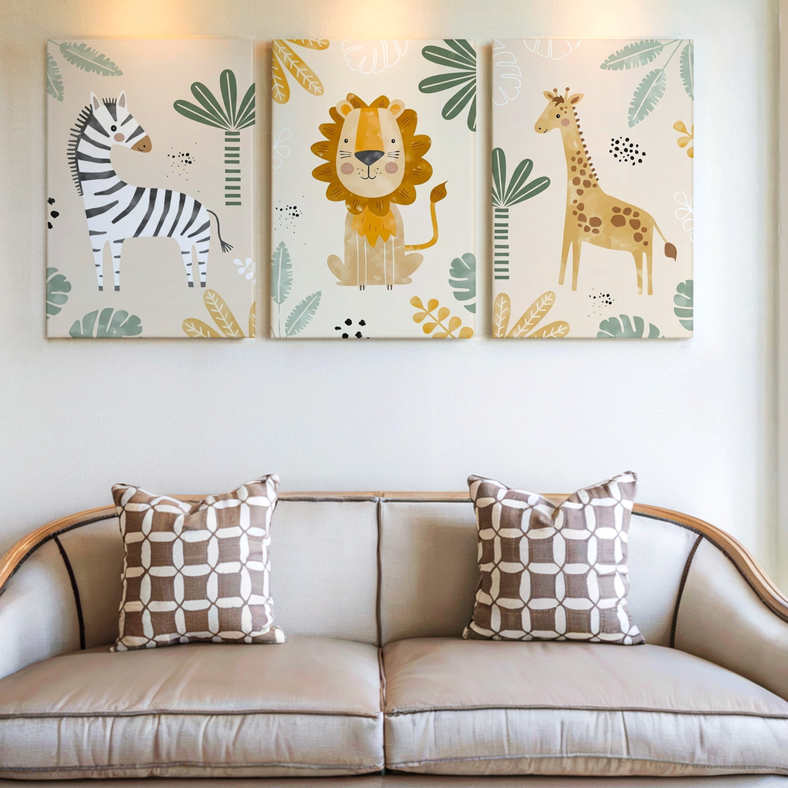 3 Pieces Safari Animals Zebra Large Wall Art Set for Living Room Set Of 3 gallery