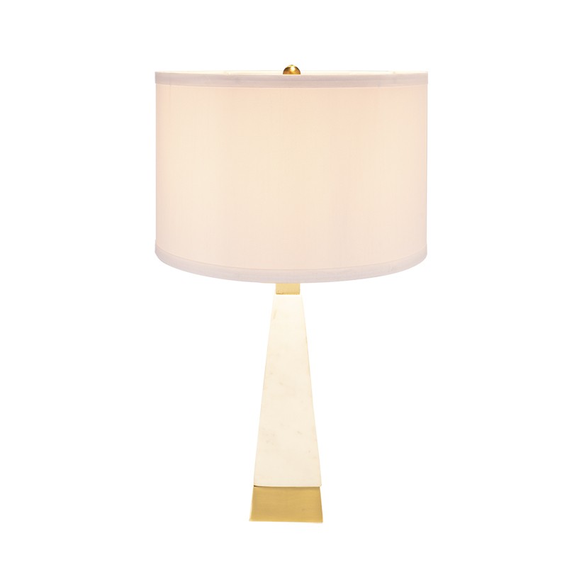 D15x26" White and Gold Thin Pyramid Table Lamp gallery