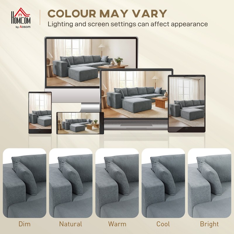 Modular Sectional Sofa, U-Shape Couch with 2 Ottomans, Dark Gray gallery