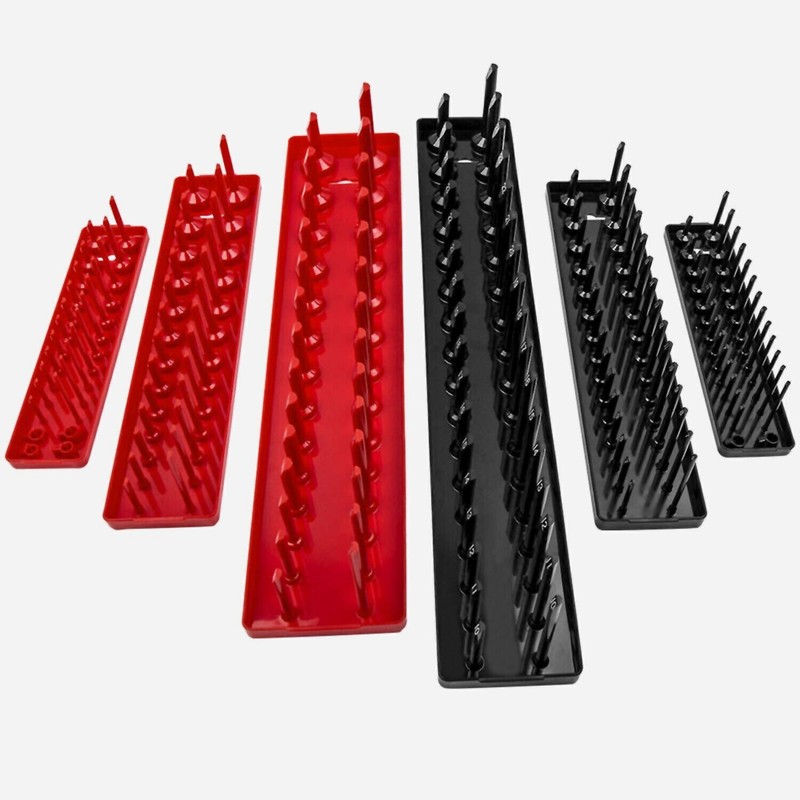 6pcs ABS Socket Organizer Holder Storage Tray Rack SAE Metric 1/4" 3/8" 1/2" Set gallery