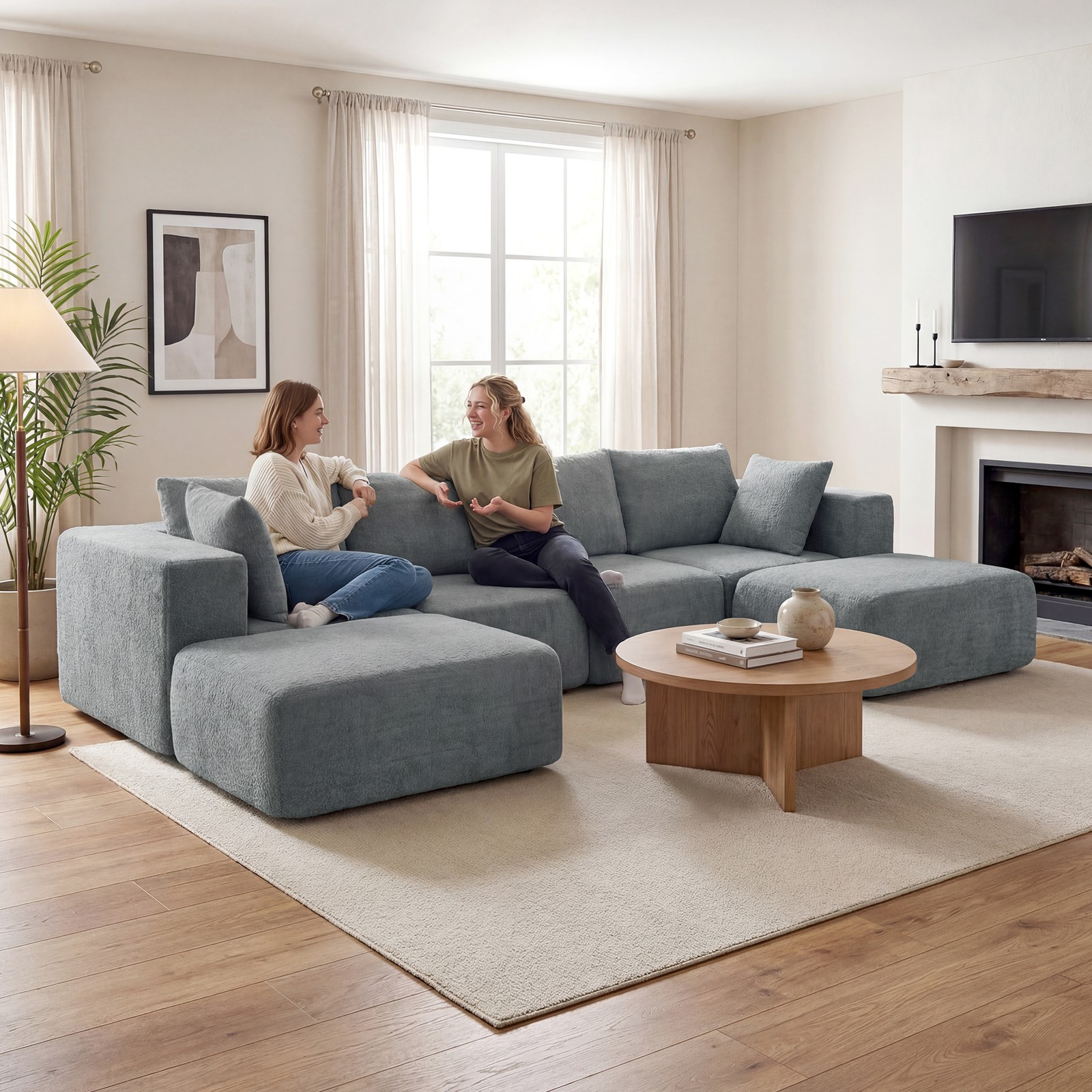 Modular Sectional Sofa, U-Shape Couch with 2 Ottomans, Dark Gray gallery