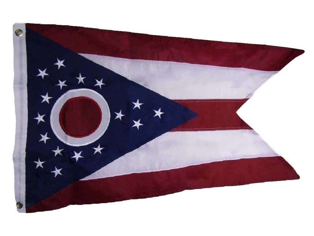 2x3 FT OHIO Flag Embroidered Sewn Nylon State Flag DOUBLE SIDED 210D gallery