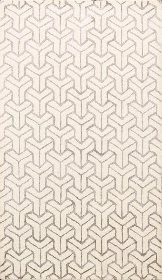 New Modern Rug 5x8 Ft Hand-Tufted Beige Wool Contemporary Rug & Carpet gallery