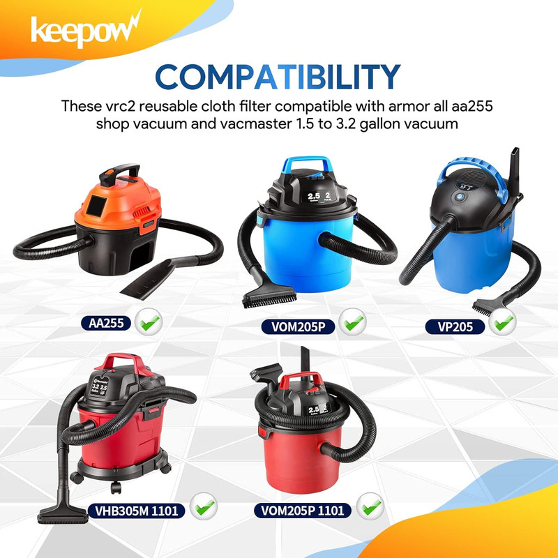 VRC2 Cloth Filter Compatible with Armor All Shop Vac AA155 AA256 AA255, Also Com gallery