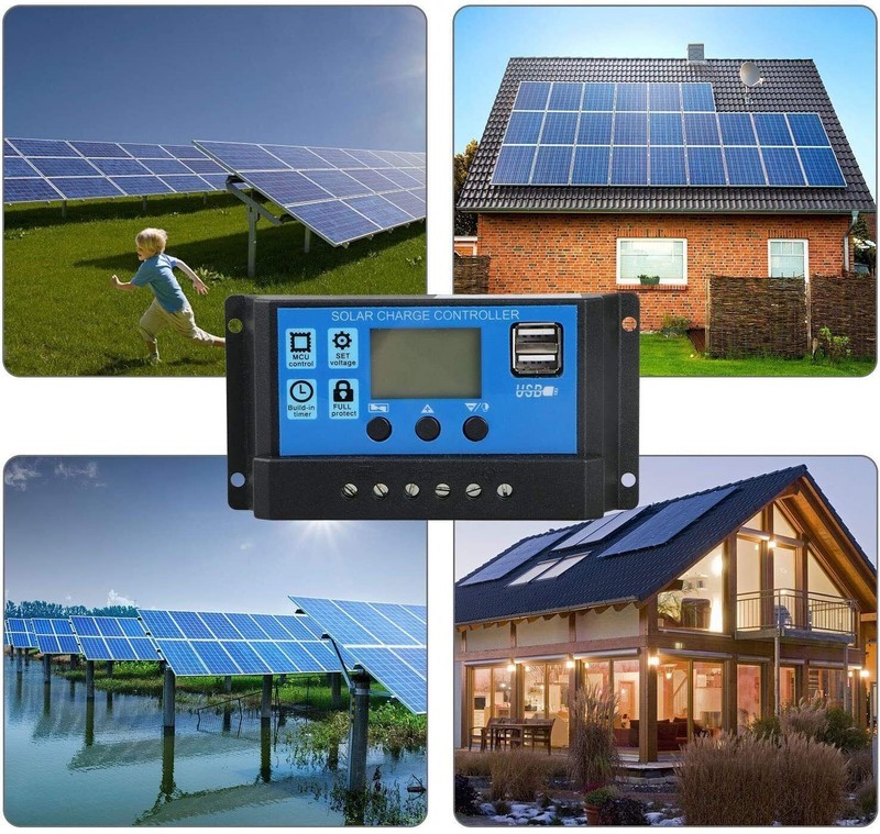 10A 20A 30A Solar Panel Charge Controller 12V/24V LCD Regulator Auto Dual USB gallery