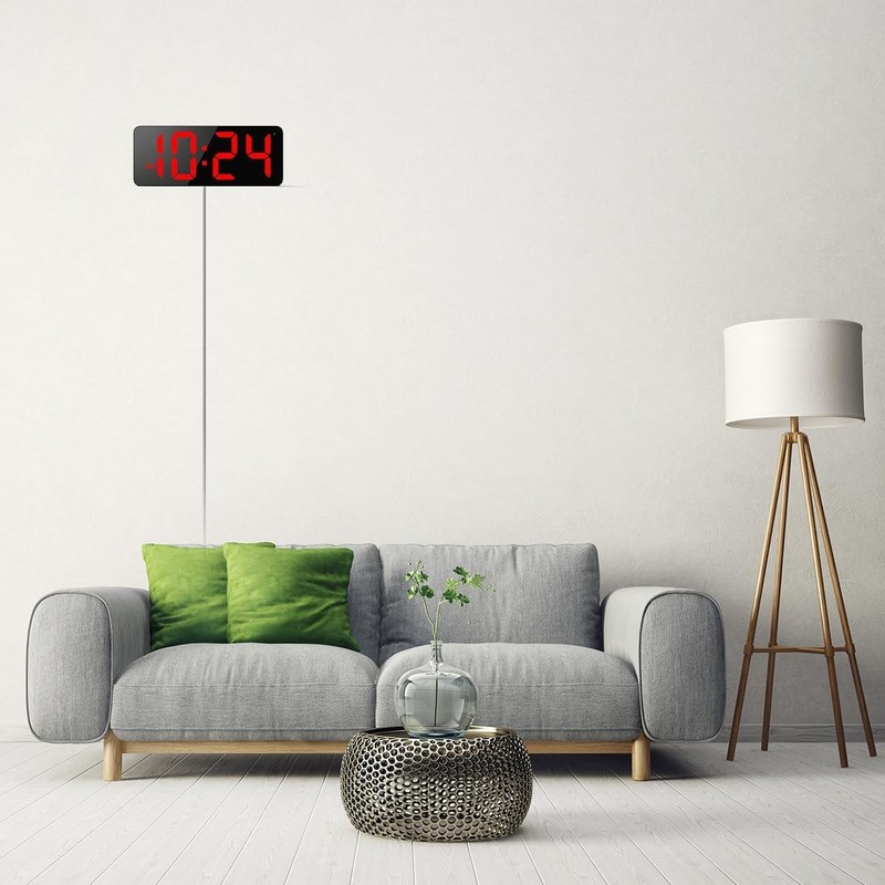 LED Digital Wall Clock with Large Display, Big Digits, Auto-Brightness, 12/24Hr gallery