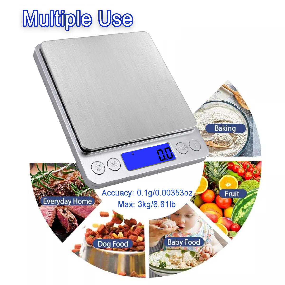 3KG Food Kitchen Scale, Digital Grams & Ounces for Weight Loss, Baking, Cooking gallery