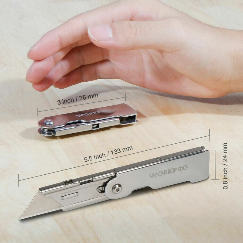 WORKPRO3PC Stainless Steel Utility Knife/3PC Aluminum Mini Folding Utility Knife gallery