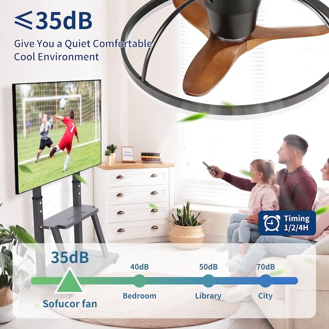 LOVMOR Solid Wood Blade Ceiling Fan w/Light Remote 3000-6000K Dimmable LED Fan gallery