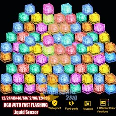 Waterproof Led Light Up Ice Cubes Multicolor Fast Flash Reusable Liquid Sensor