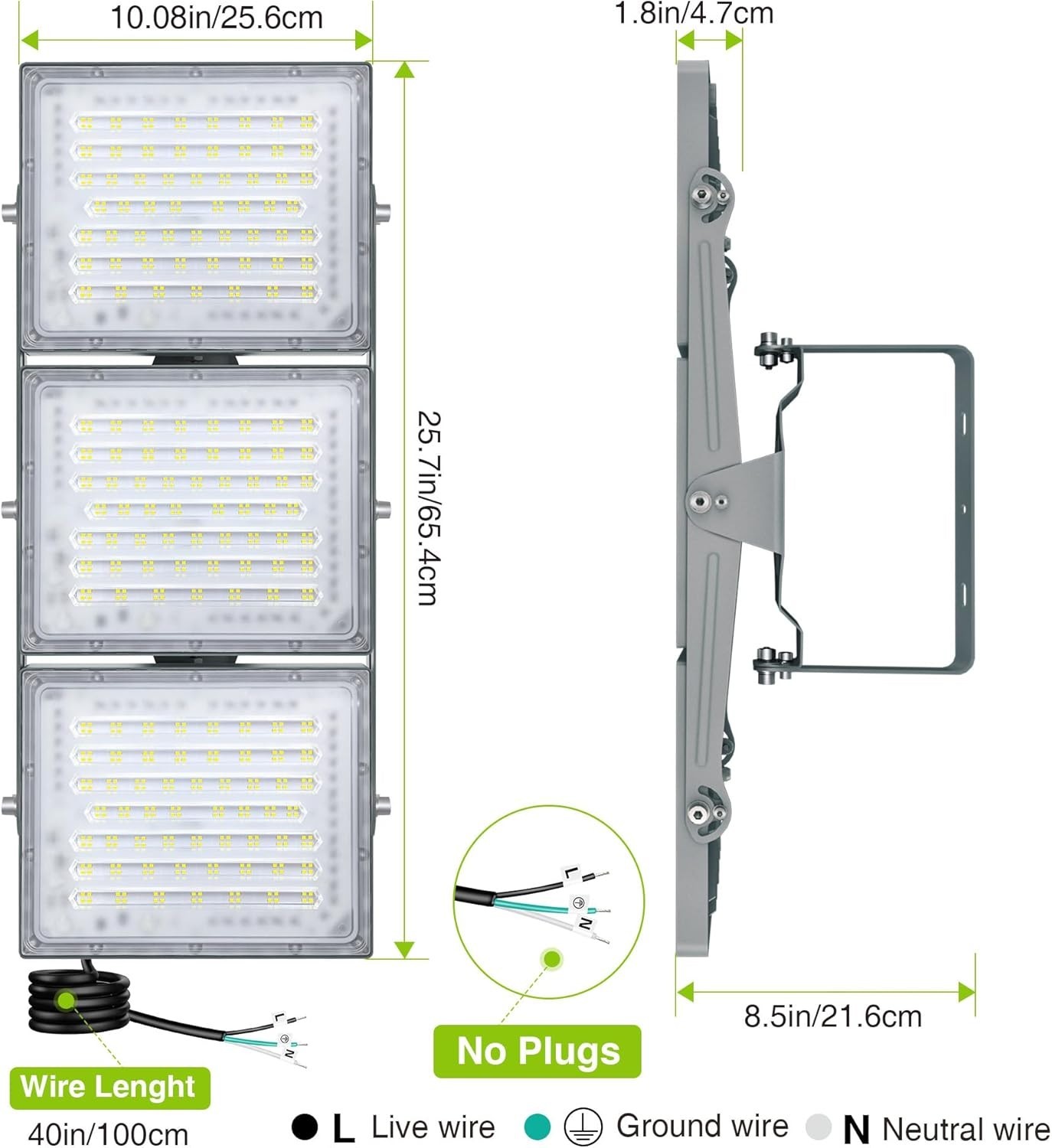 2x STASUN LED Flood Light Outdoor, Max Series 600W 60000lm 6000K Daylight IP66 gallery