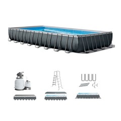 Intex 32′ x 16′ x 52″ Rectangular Ultra XTR Frame Above Ground Swimming Pool Set