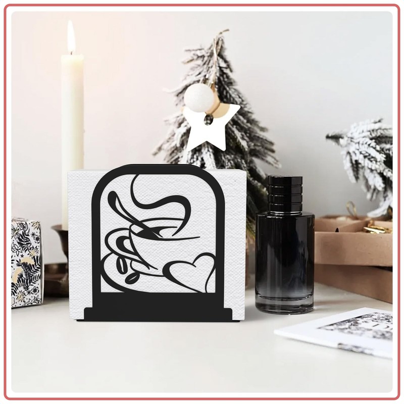 Modern Standing Napkin Holder for table, Black Metal Napkin Dispenser, Coffee ti gallery