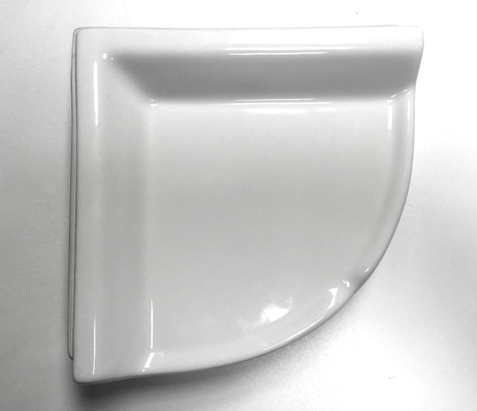 Bath Accessory Shower Corner Shelf White Ceramic Thinset Mount 8-3/4" x 2-5/8" gallery