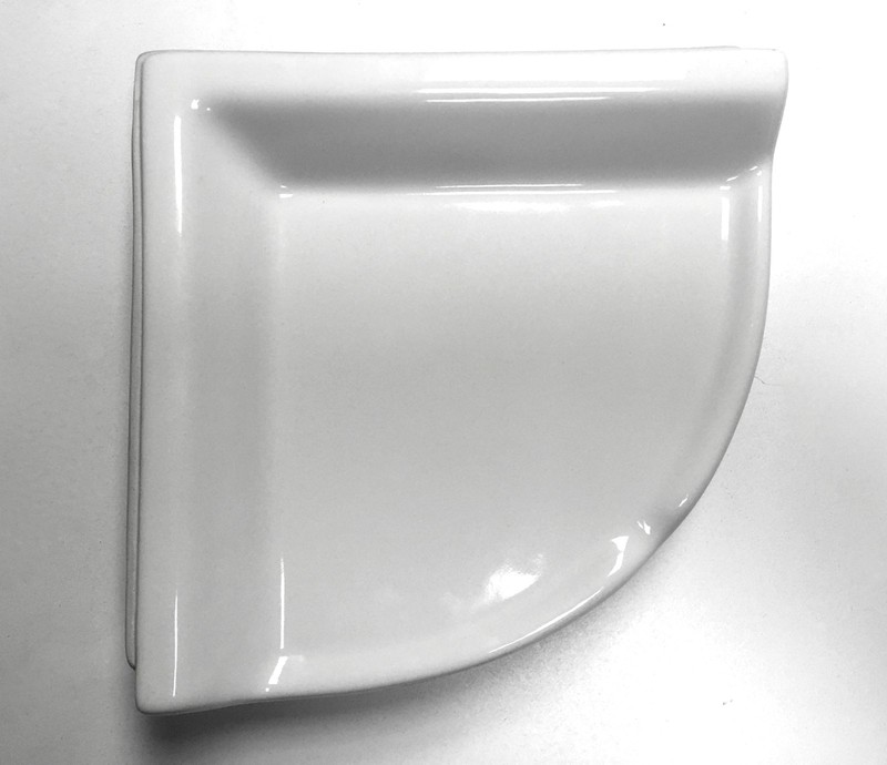 Bath Accessory Shower Corner Shelf White Ceramic Thinset Mount 8-3/4" x 2-5/8" gallery