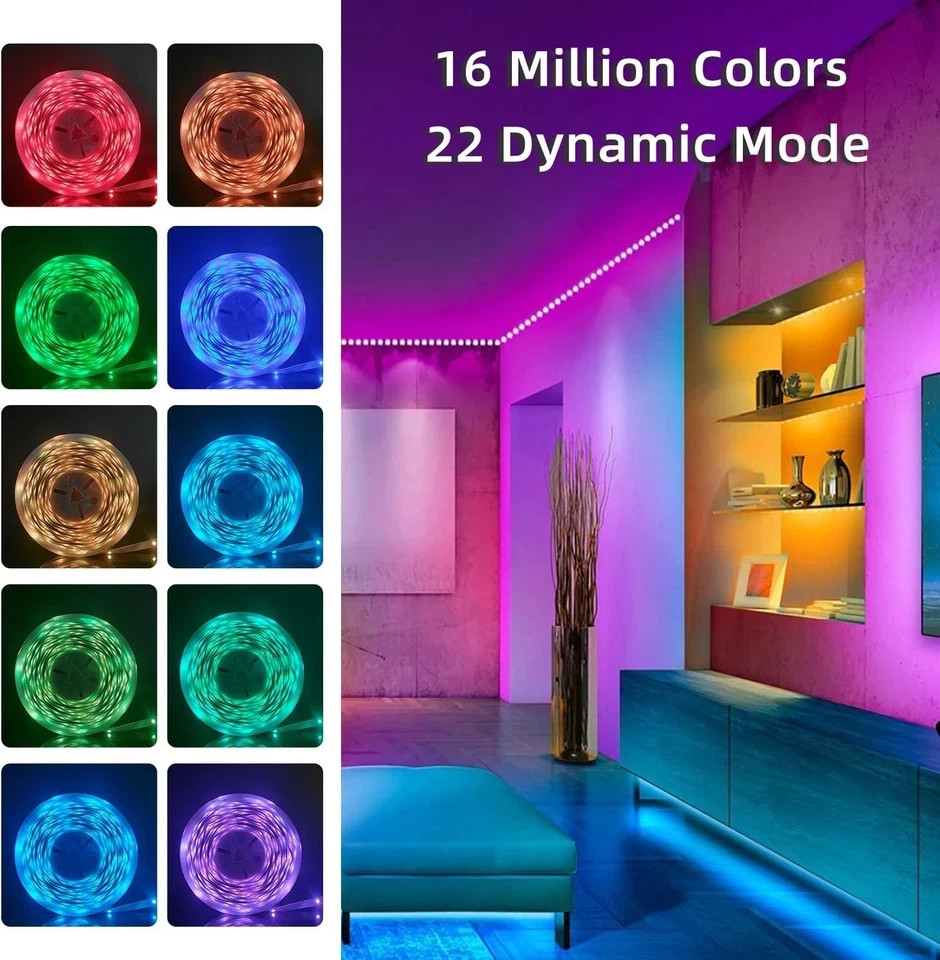 100Ft LED Strip Lights, Smart Light with App Remote Control, RGB LED Lights for gallery
