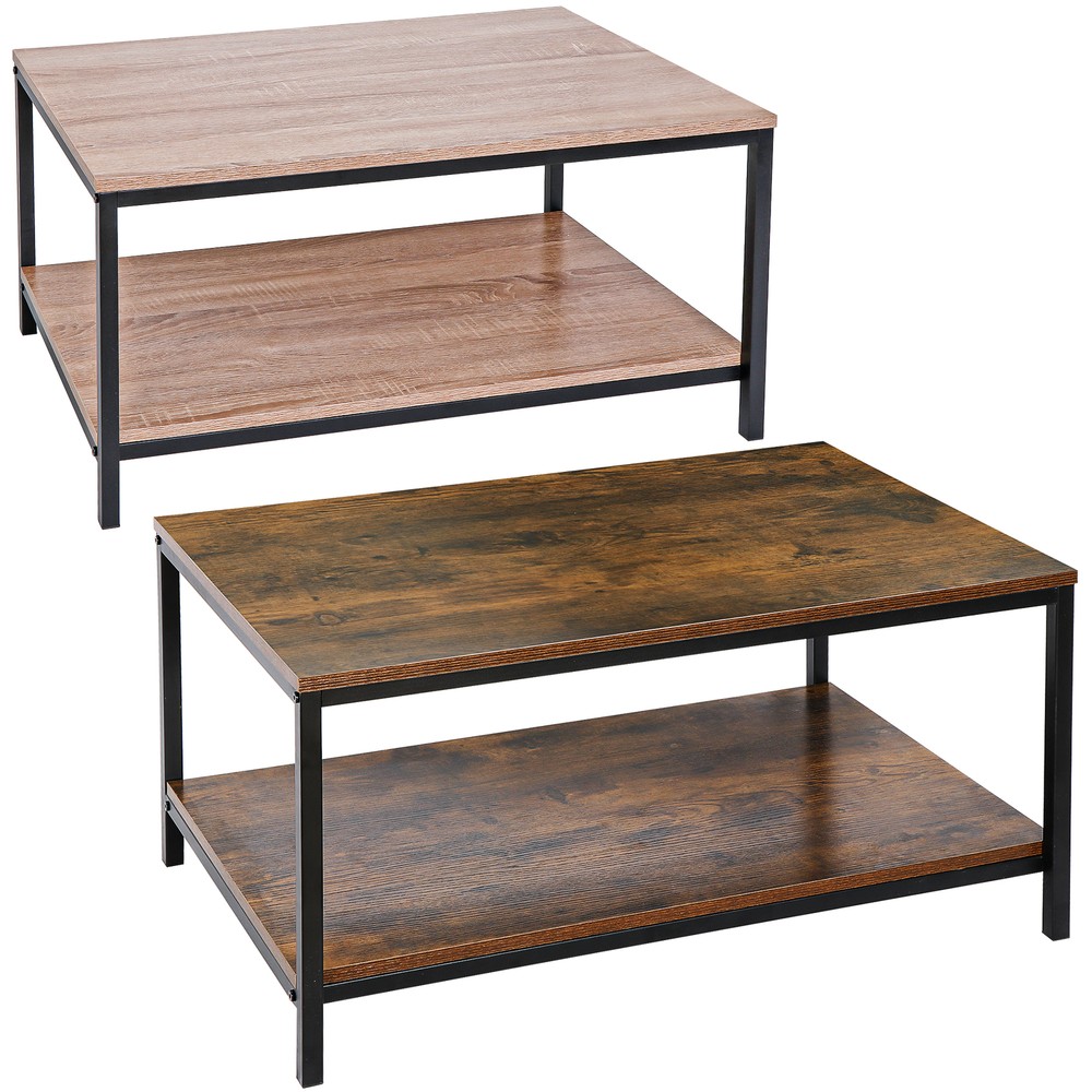 31" Coffee Table Rectangular Coffee Table w/Storage Shelf Natural/Wood Color