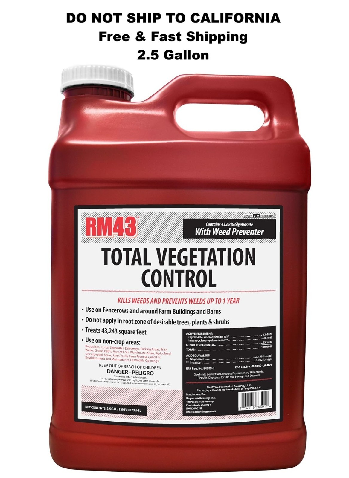RM43 Weed Killer 43% Glyphosate Total Vegetation Control Herbicide 2.5 Gallon gallery