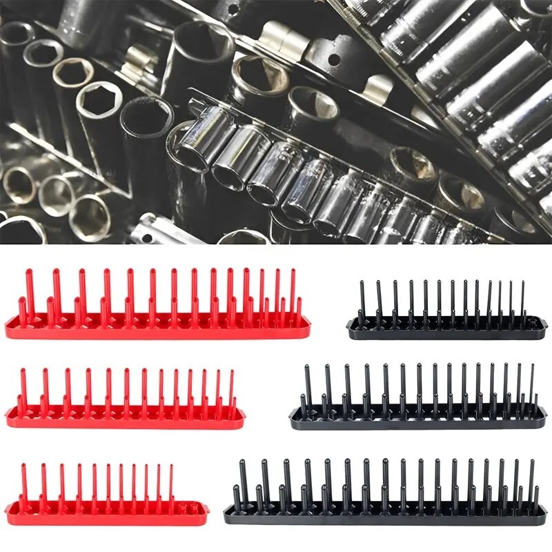 6Pc Socket Organizer Storage Holder Tool Set Tray Rack Metric SAE 1/4" 3/8" 1/2" gallery