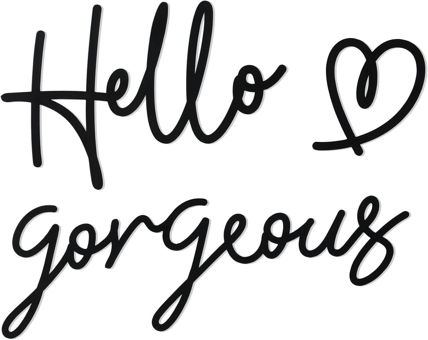 Hello Gorgeous Heart Sign Wall Decor Black Metal Wall Decor Modern Hello Gorgeou gallery