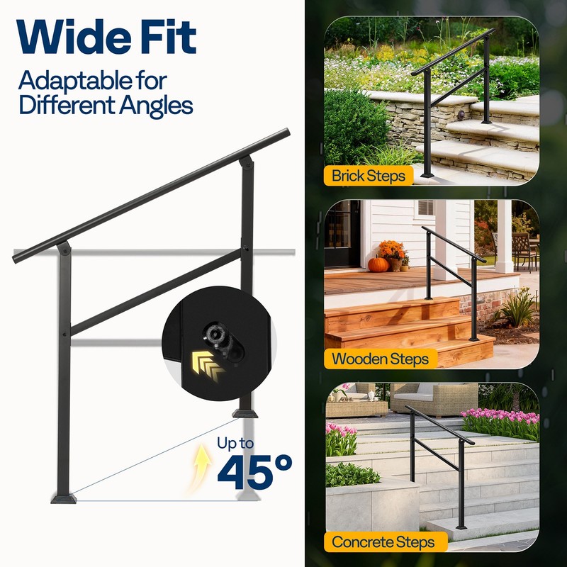 2Pack 3 Step HandRails for Outdoor Steps Galvanized Steel Railing for Porch Deck gallery