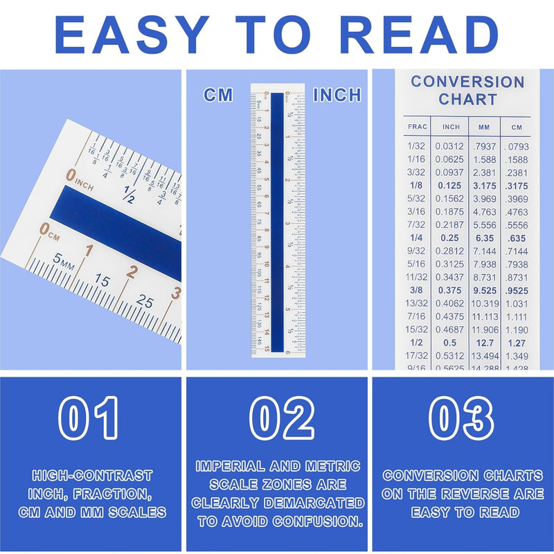12 Pack 15cm Bendable Plastic Rulers with Clear Markings and Conversion Chart gallery