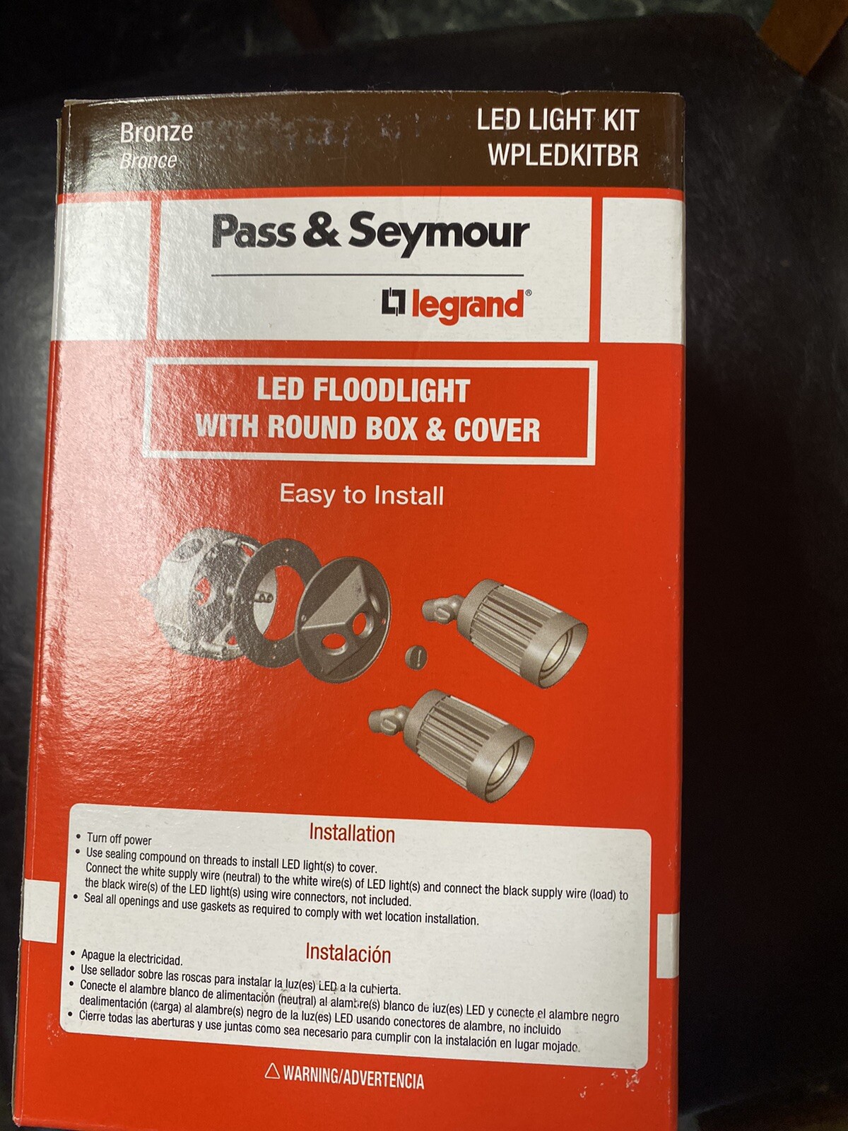 3- PACK LED Flood Light Kit Bronze Complete Unit Weather Proof Box Included gallery