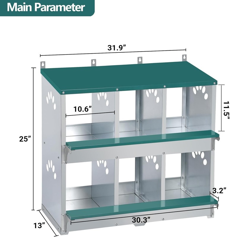 Toriexon Chicken Nesting 6 Compartment Metal Nesting 6 Room Wall Mountable gallery