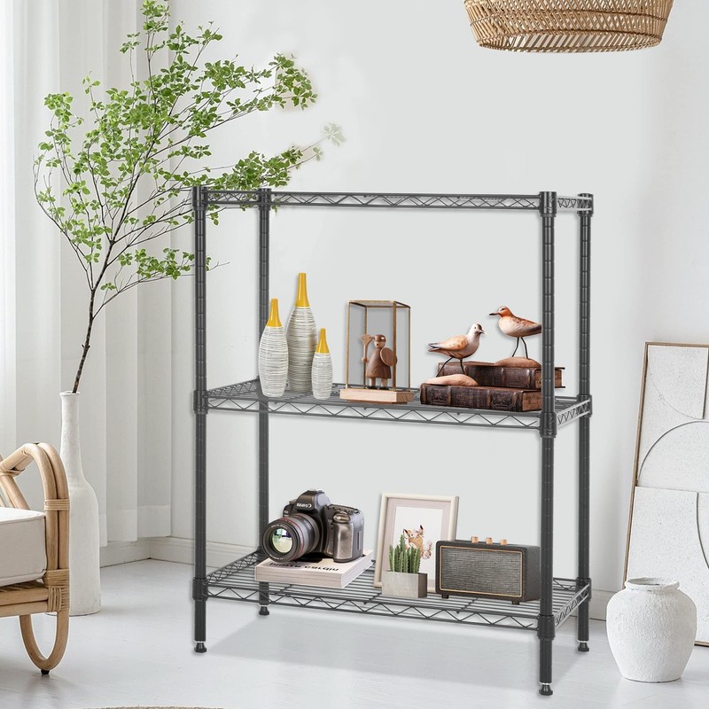 FDW Wire Shelving Units Adjustable Metal Storage Rack 23D x 13W x 30H 3 Tier Pan gallery