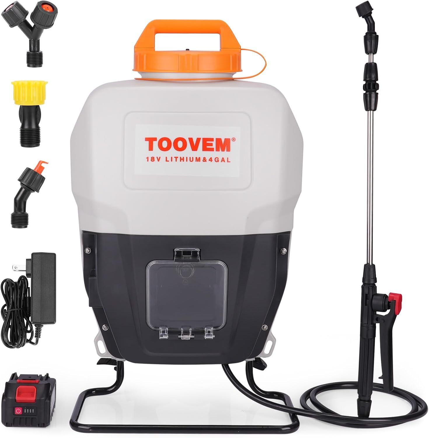 Toovem Powered Backpack Sprayer 4 Gallon w/ 18V Strong Battery - 4 Spray Nozzles gallery