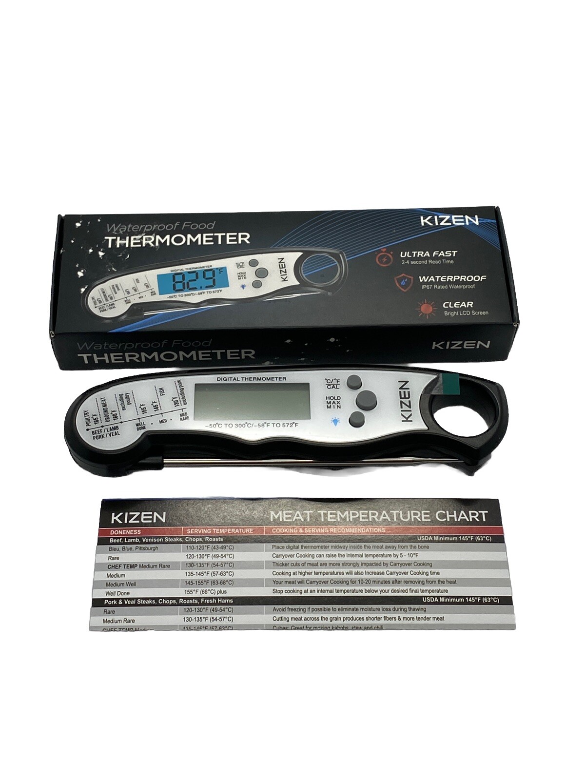 Kizen Digital Meat Thermometer Waterproof Metal Probe BBQ Grilling Food NEW gallery