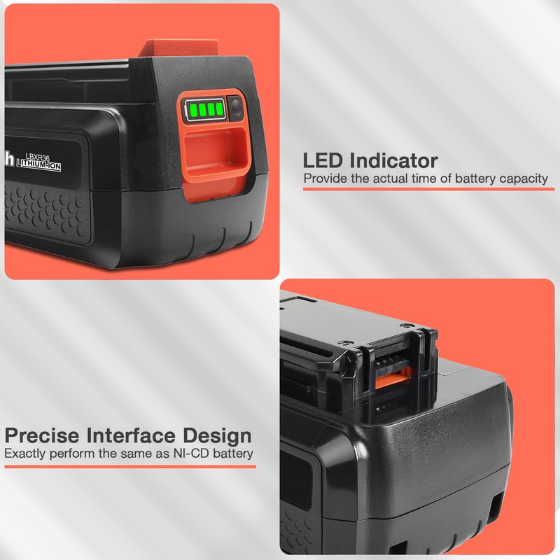 40 Volt for Black and Decker 40V Max 5.0Ah Lithium Battery LBX2040 LBXR36 LBX36 gallery
