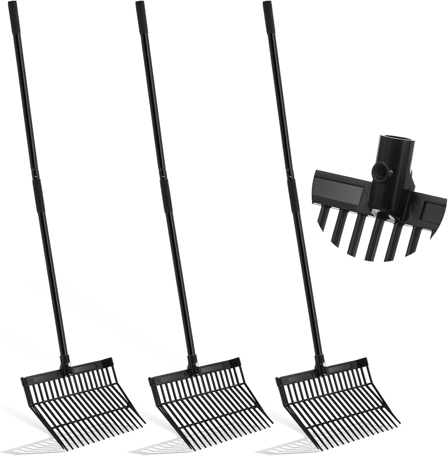 3 Sets Manure Fork with Long Handle, ABS Plastic Head & Metal Handle, Pitch Fork gallery
