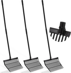 3 Sets Manure Fork with Long Handle, ABS Plastic Head & Metal Handle, Pitch Fork