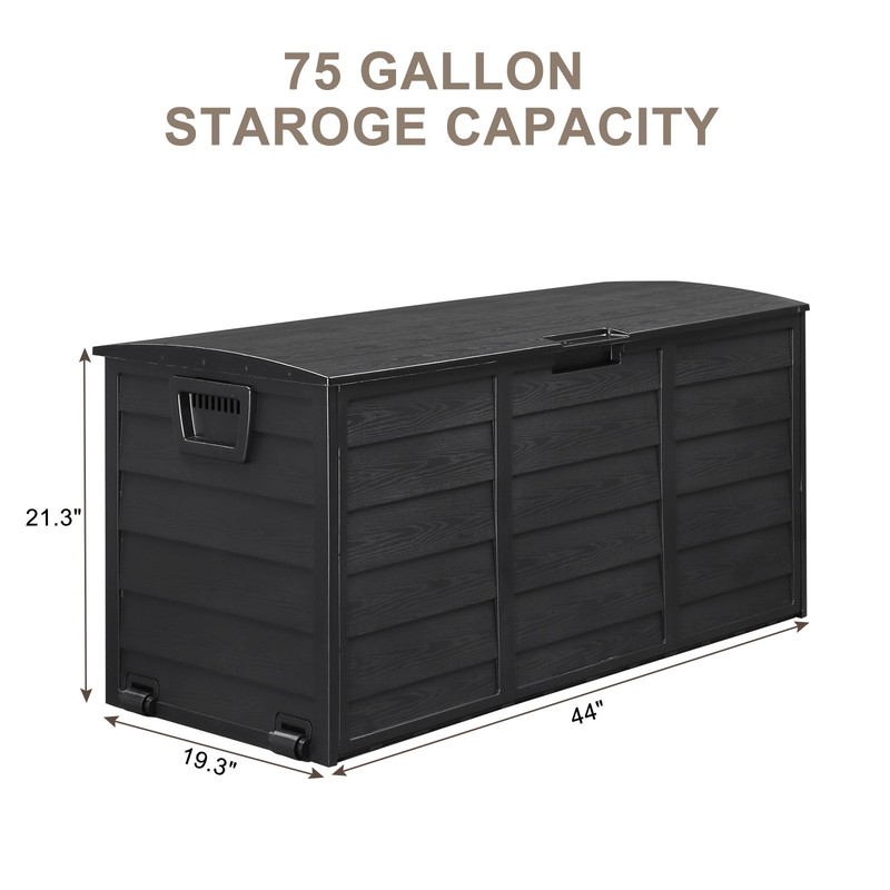 75 Gal UV Resistant Resin Deck Box Outdoor Storage Box for Patio Cushions Tools gallery