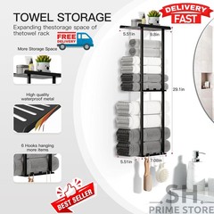 Bathroom Towel Storage Rack, Wall Mounted Bathroom Towel Rack, 30 inch Heavy Dut