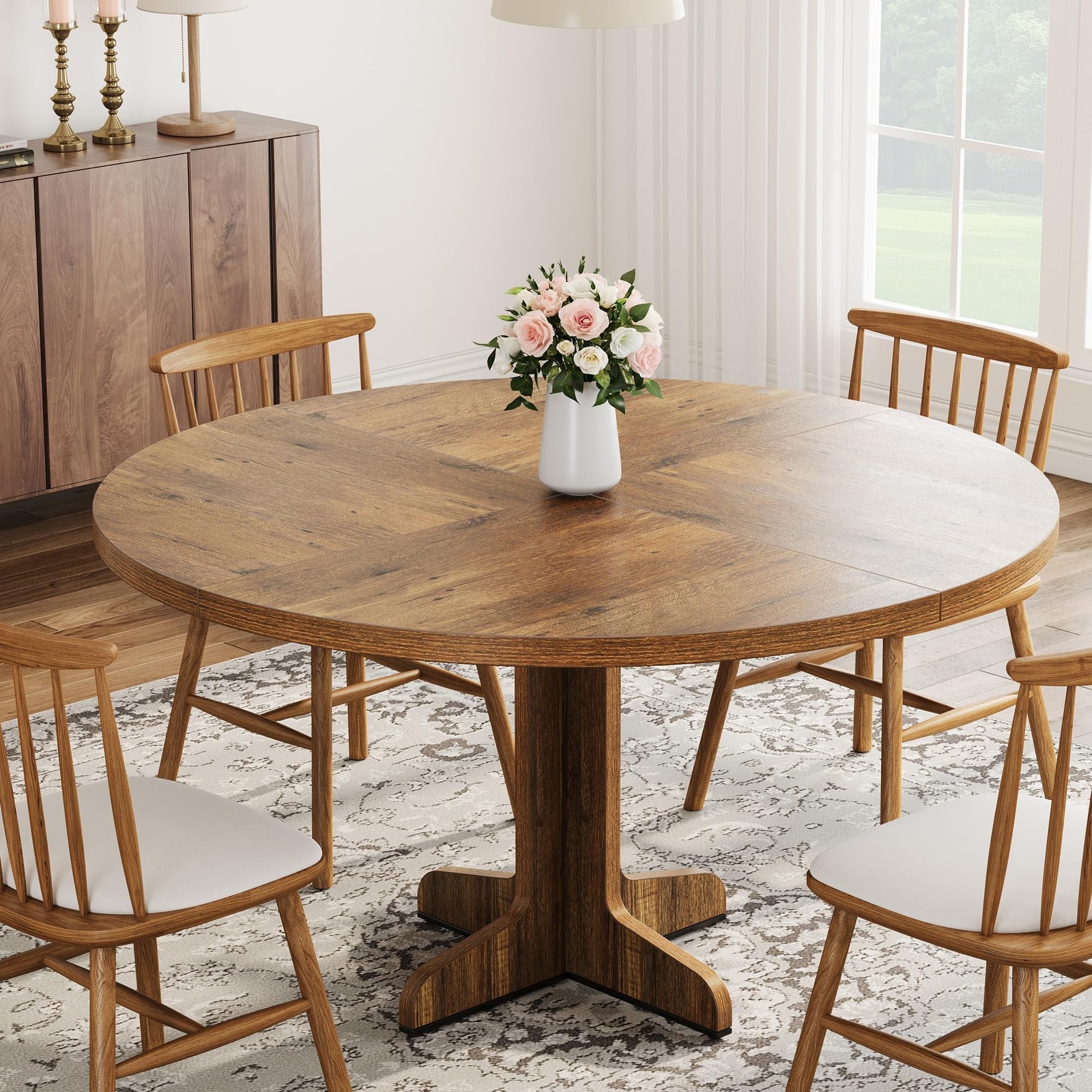 47 in Round Dining Table for 4-6 People, Farmhouse Kitchen Table ,Dinner Table gallery