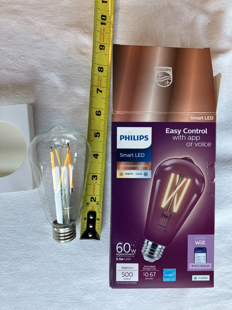Philips Smart LED Easy Control Connected By WIZ Wi-Fi, 60W, ST19, E26, 500 Lumen