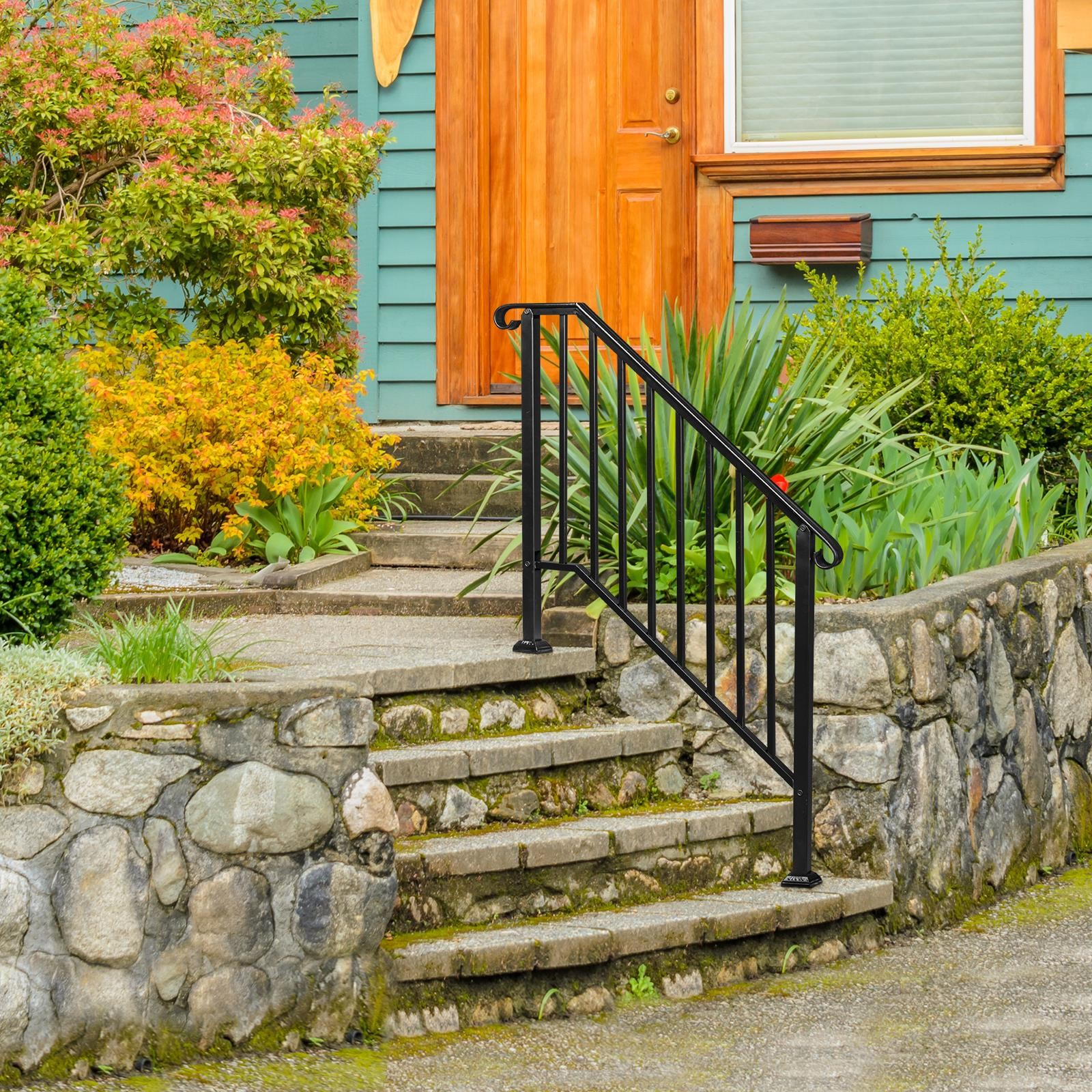 Iron Handrail Picket Fits 3 or 4 Steps Stair Railing Simple for Outdoor Garden gallery
