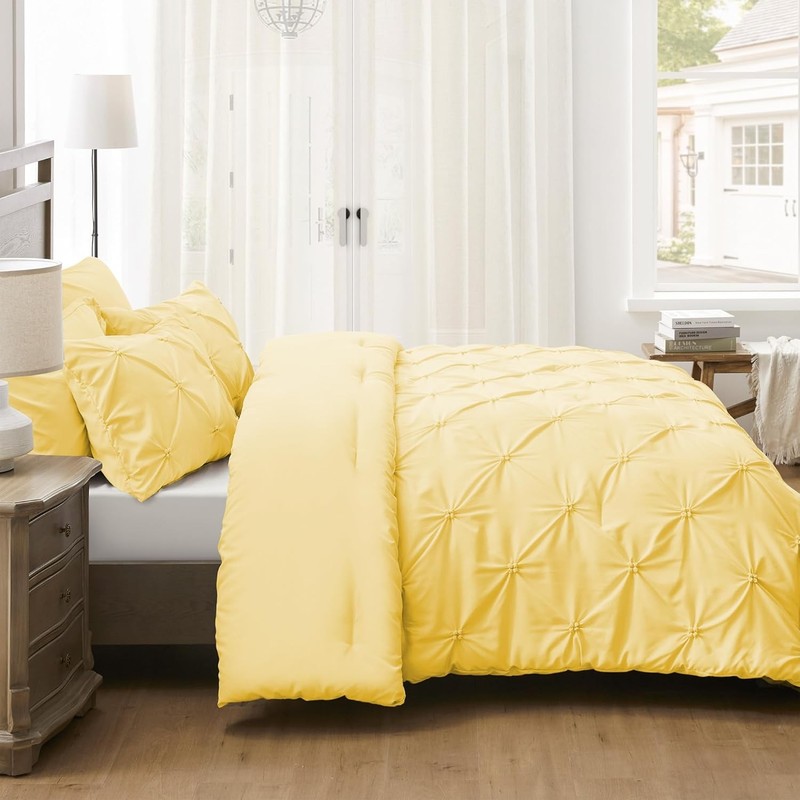 King Size Comforter Set Yellow - Lightweight Soft Pintuck Down gallery