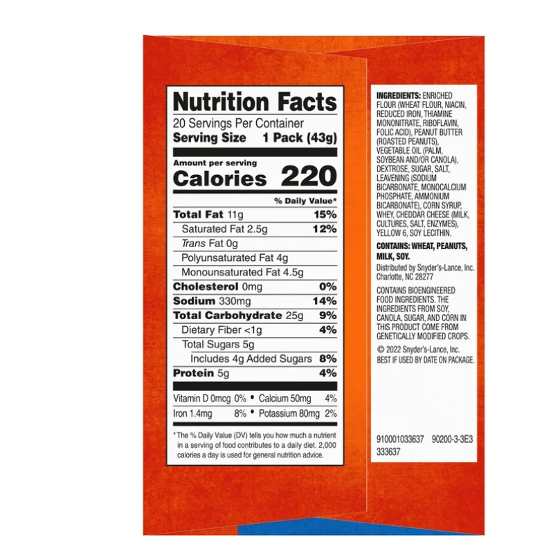 Sandwich Crackers Toastchee Peanut Butter 20 Individually Wrapped Packs gallery